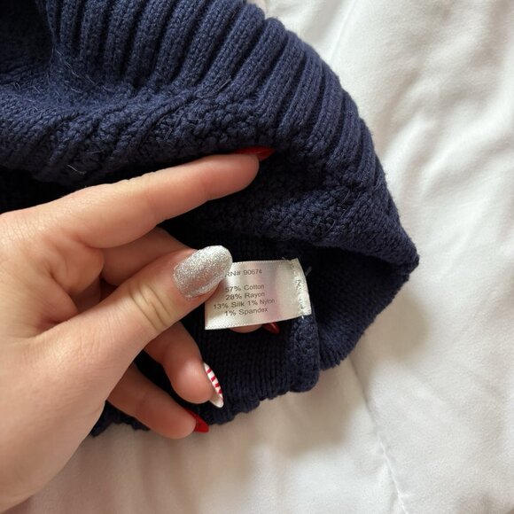 Womens Blue Sequined Long Sleeve Sweater Winter Holiday Christmas Y2K Retro - Picture 5 of 7